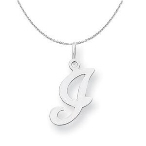 Silver, Sophia Collection, Small Script Initial I Necklace - 24 In